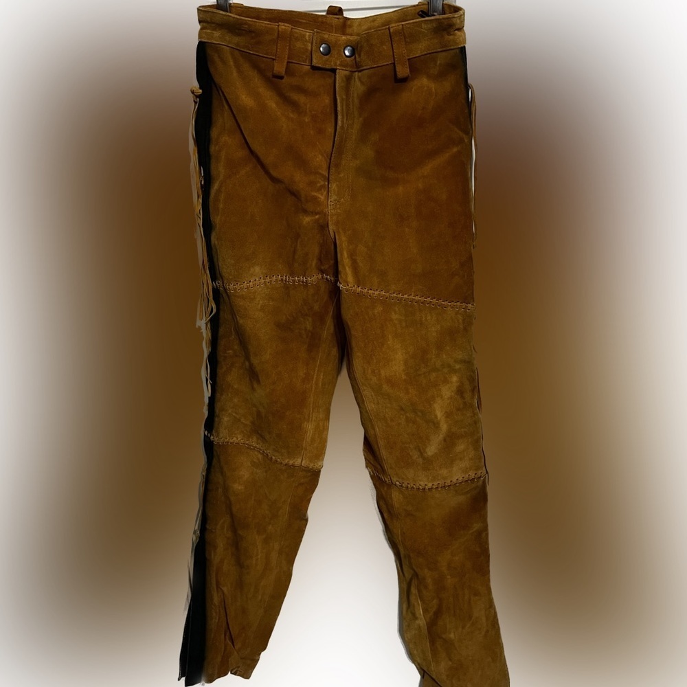 Genuine Leather fringe, lined, pants by 3B West by Tansmith